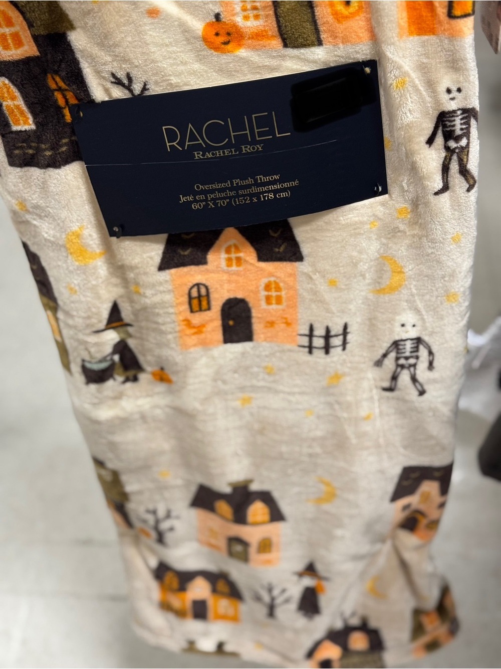 Rachel Rachel Roy Halloween Plush Throw Blanket - Cream & Orange